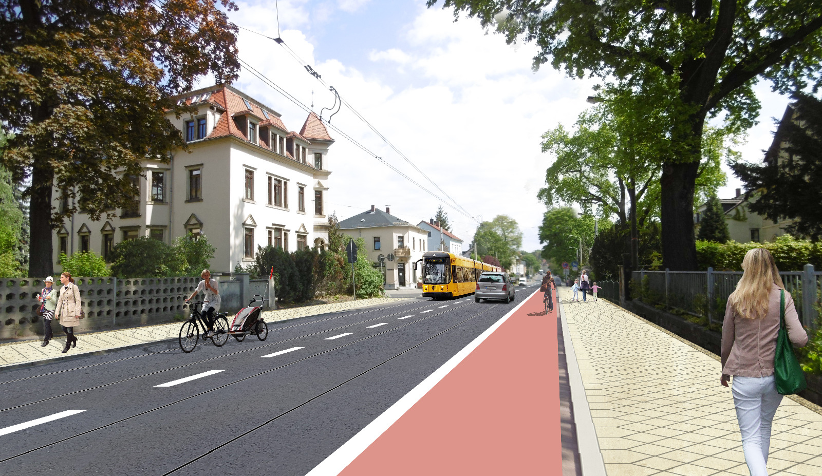 Blick von der Straße Zur Kurwiese in Richtung Weixdorf Visualisierung Rehwaldt Landschaftsarchitekten