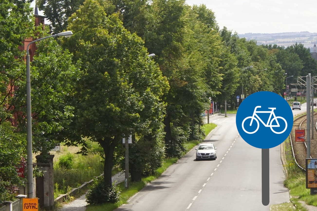 Königsbrücker Str Nord stadteinwärts kein Radweg FOTO 2 ADFC Dresden 